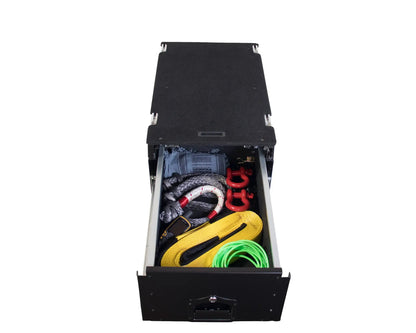 OVS Cargo Box With Slide Out Drawer & Working Station - Black Powder Coat by OVS