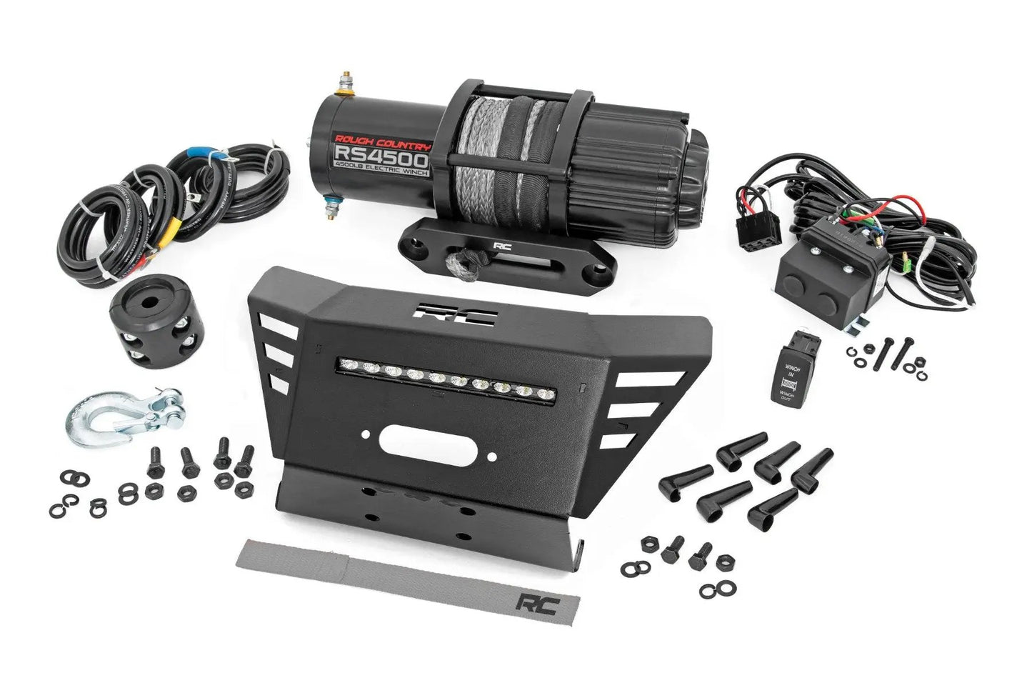 Rough Country Winch Plate | 4500-LB Winch | 10" Black Slimline | Honda Pioneer 520 by Rough Country