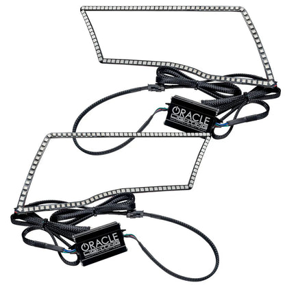 Oracle Lighting The kit does not include a ColorSHIFT(tm) controller. The halo kit uses an advanced LED chip which provides bright light output yet consumes less power. The kit mounts easily to your headlight housing with the provided 3M adhesive backing. by Oracle Lighting