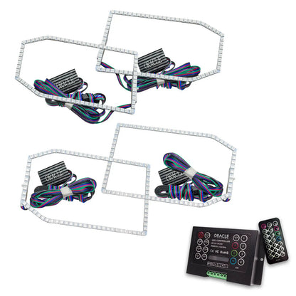 Oracle Lighting The kit includes a ColorSHIFT(tm) 2.0 controller. The halo kit uses an advanced LED chip which provides bright light output yet consumes less power. The kit mounts easily to your headlight housing with the provided 3M adhesive backing. by Oracle Lighting
