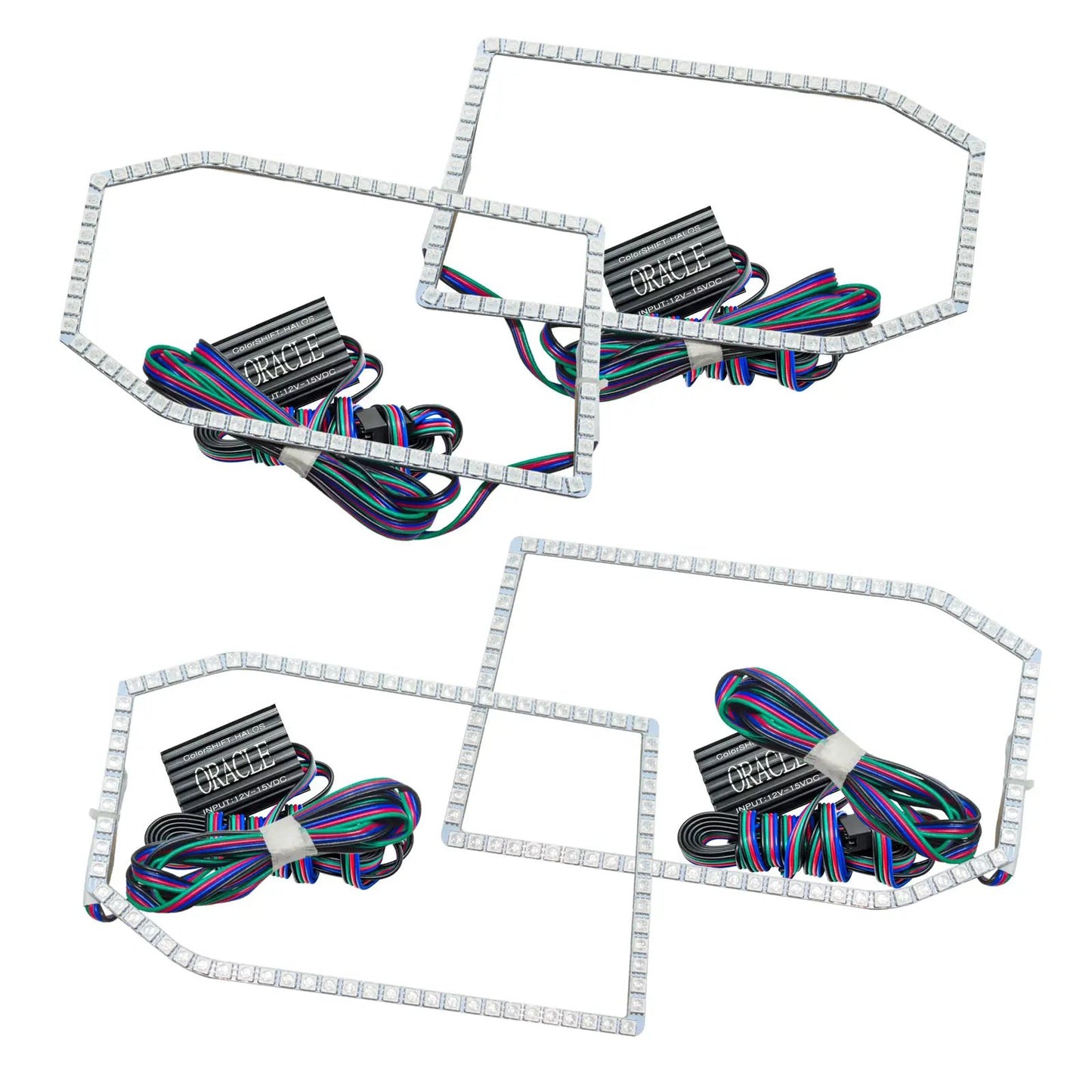 Oracle Lighting The kit does not include a ColorSHIFT(tm) controller. The halo kit uses an advanced LED chip which provides bright light output yet consumes less power. The kit mounts easily to your headlight housing with the provided 3M adhesive backing. by Oracle Lighting