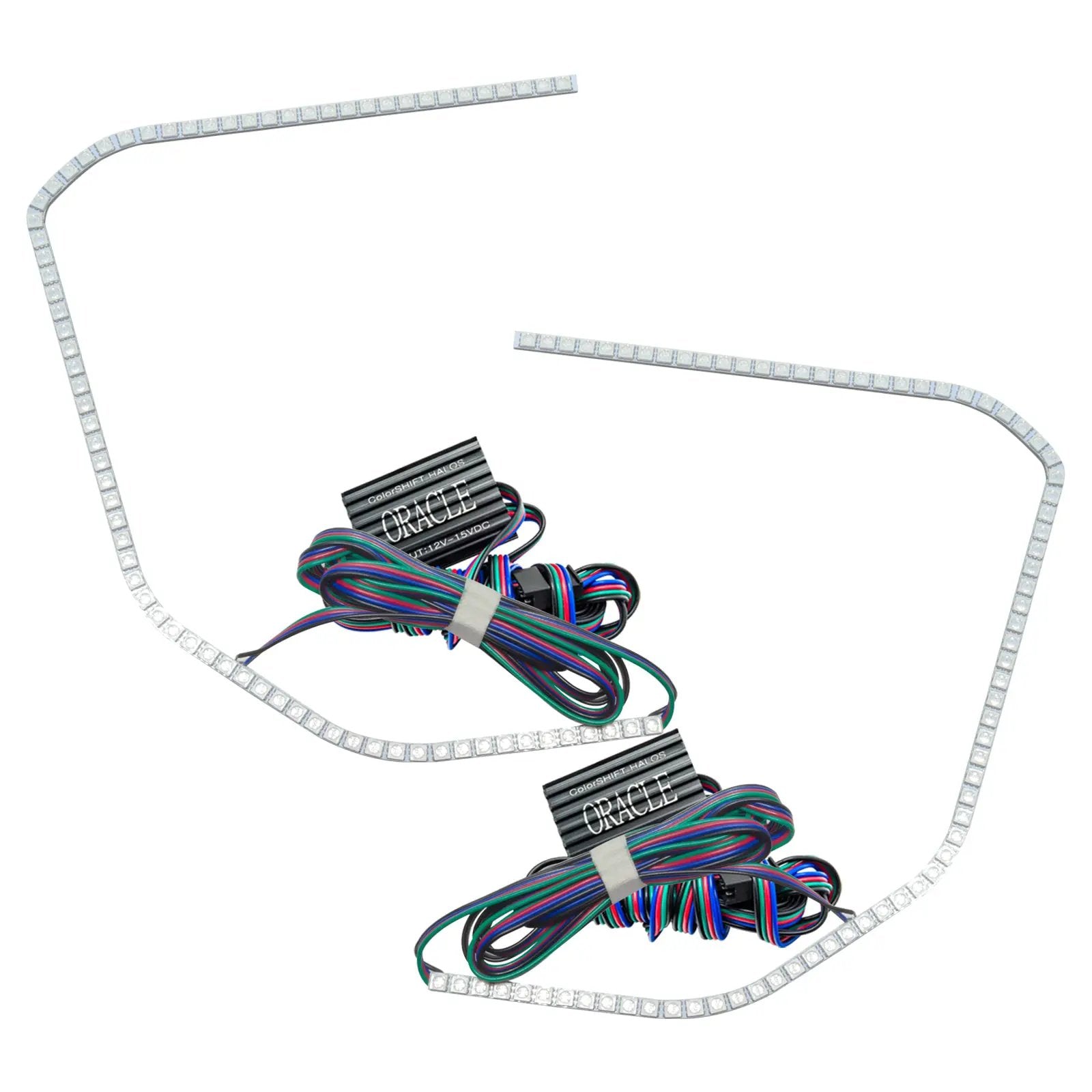 Oracle Lighting The kit does not include a ColorSHIFT(tm) controller. The halo kit uses an advanced LED chip which provides bright light output yet consumes less power. The kit mounts easily to your headlight housing with the provided 3M adhesive backing. by Oracle Lighting
