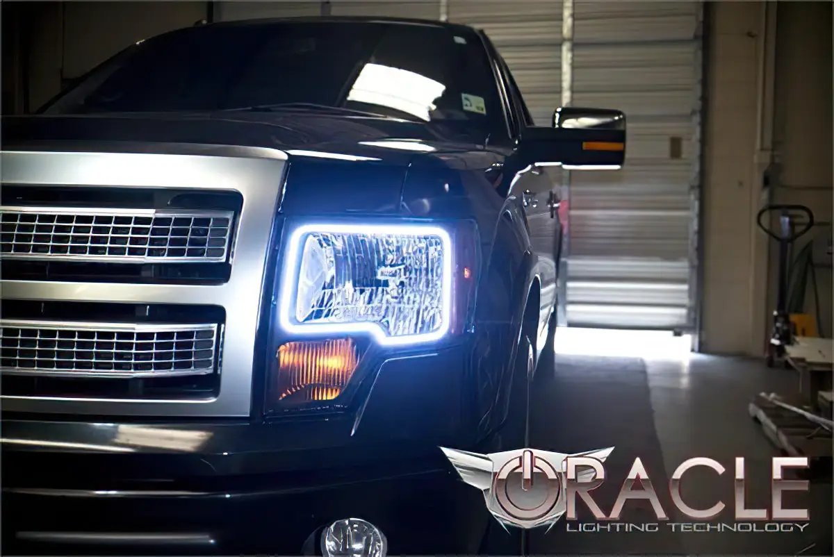 Oracle Lighting The halo kit uses an advanced LED chip which provides bright light output yet consumes less power. The kit mounts easily to your headlight housing with the provided 3M adhesive backing. by Oracle Lighting