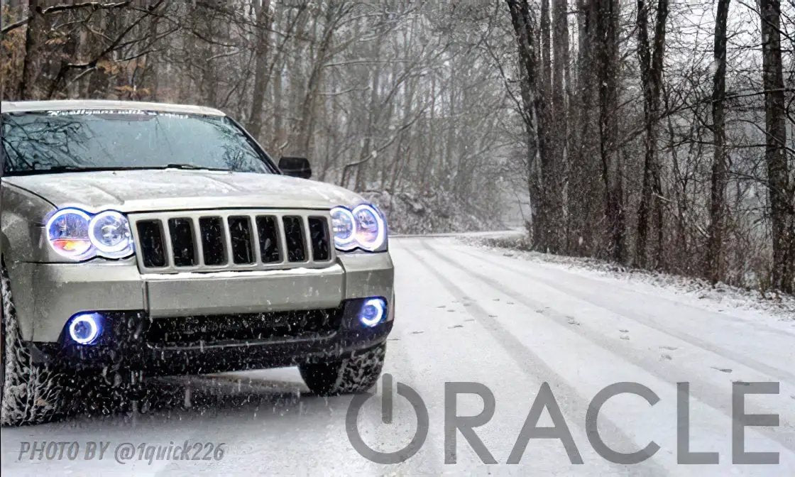 Oracle Lighting The halo kit uses an advanced LED chip which provides bright light output yet consumes less power. The kit mounts easily to your headlight housing with the provided 3M adhesive backing. by Oracle Lighting