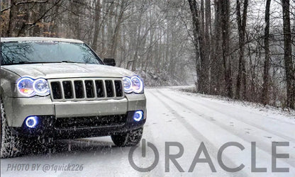 Oracle Lighting The halo kit uses an advanced LED chip which provides bright light output yet consumes less power. The kit mounts easily to your headlight housing with the provided 3M adhesive backing. by Oracle Lighting