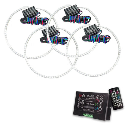 Oracle Lighting The kit includes a ColorSHIFT(tm) 2.0 controller. The halo kit uses an advanced LED chip which provides bright light output yet consumes less power. The kit mounts easily to your headlight housing with the provided 3M adhesive backing. by Oracle Lighting