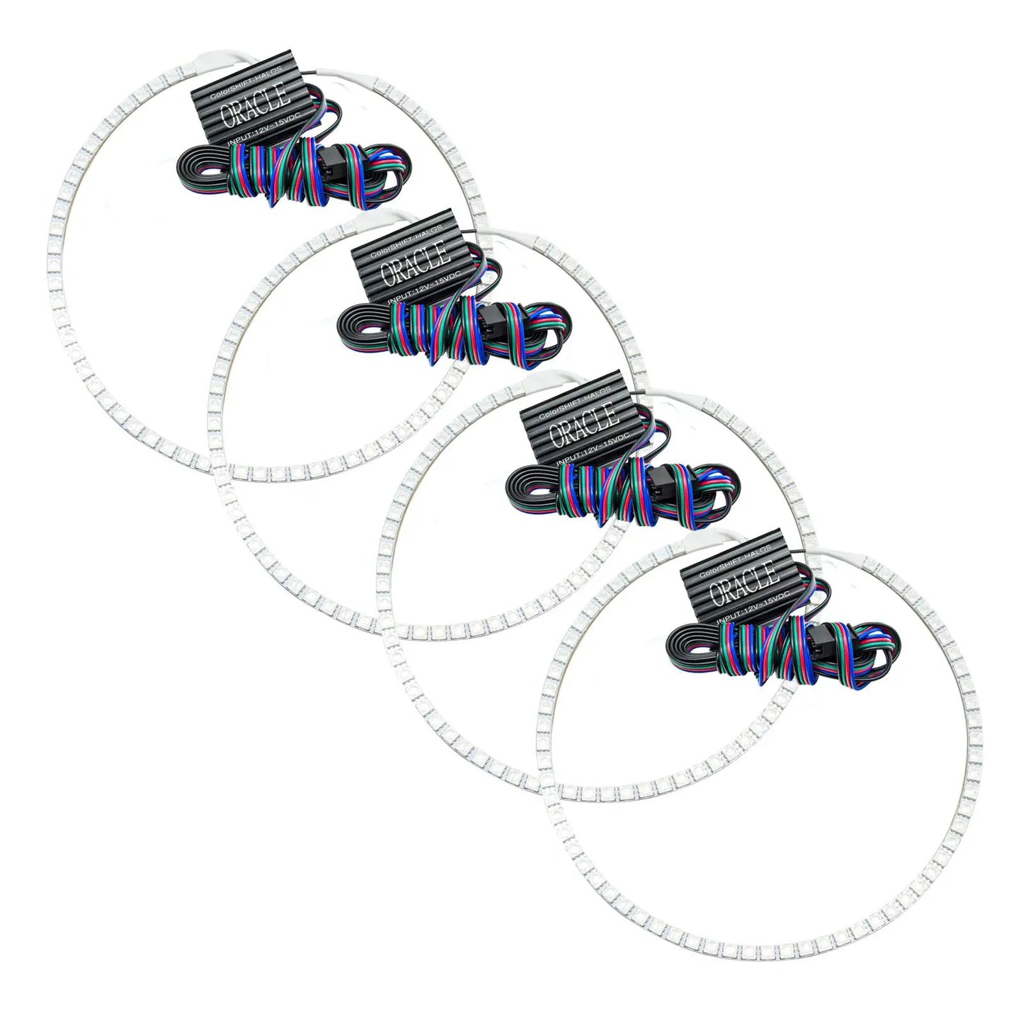Oracle Lighting The kit does not include a ColorSHIFT(tm) controller. The halo kit uses an advanced LED chip which provides bright light output yet consumes less power. The kit mounts easily to your headlight housing with the provided 3M adhesive backing. by Oracle Lighting