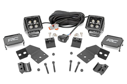 Rough Country LED Light Kit | Front Mount | 2" Black Pair | White DRL | Polaris XPEDITION ADV 5 by Rough Country