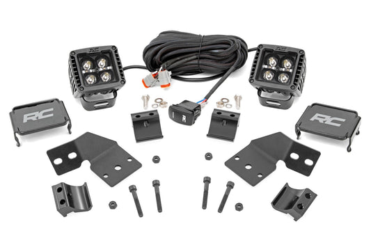 Rough Country LED Light Kit | Front Mount | 2" Black Pair | Amber DRL | Polaris XPEDITION ADV 5