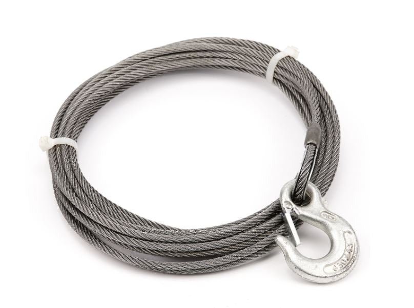 Warn 6800 Pound Capacity; 1/4 Inch Diameter x 40 Foot Length; EIPS Wire; Loop on One End and Hook on Other End