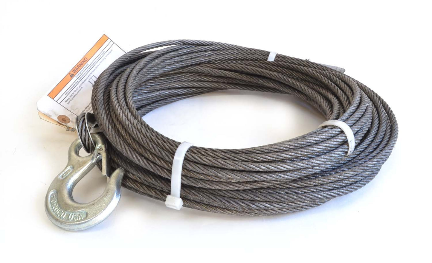 Warn 1/4 Inch Diameter x 100 Foot Length; Galvanized Wire; Loop on One End and Hook on Other End