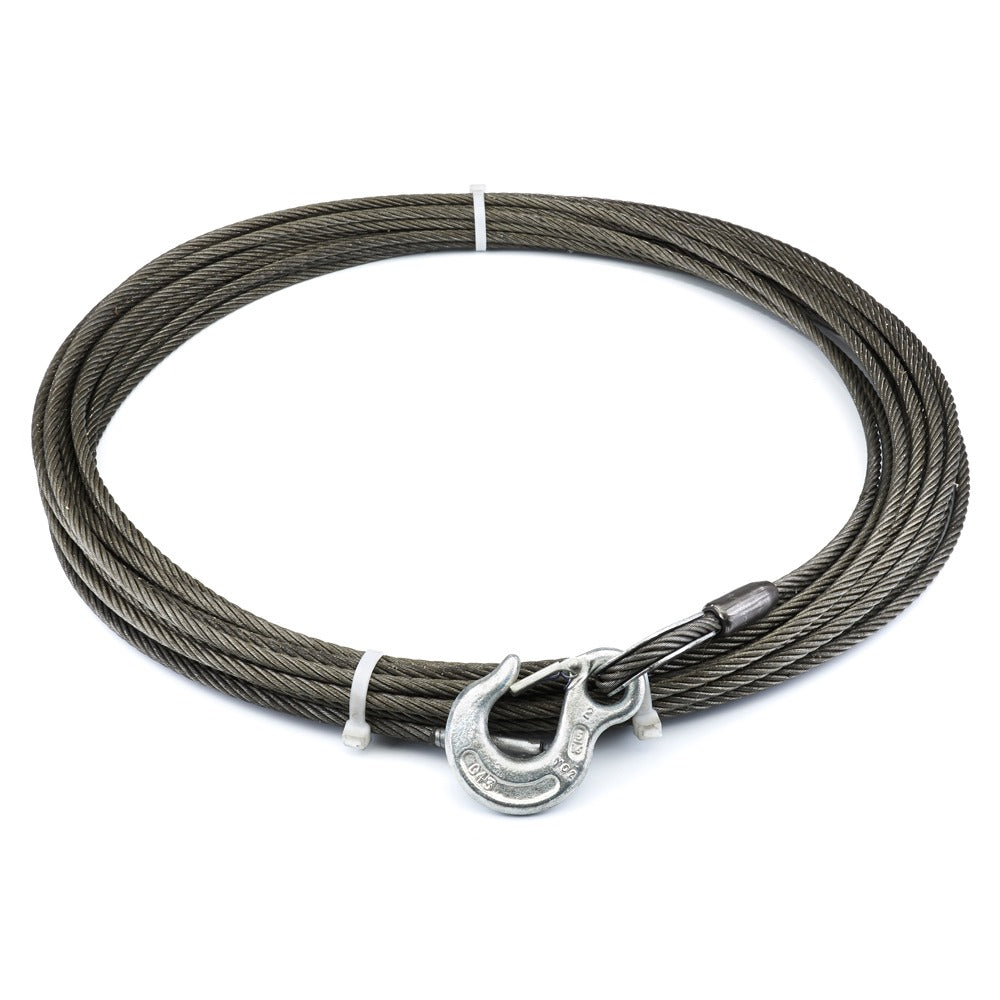 Warn 10540 Pound Capacity; 5/16 Inch Diameter x 75 Foot Length; EIPS Wire; Loop on One End and Hook on Other End