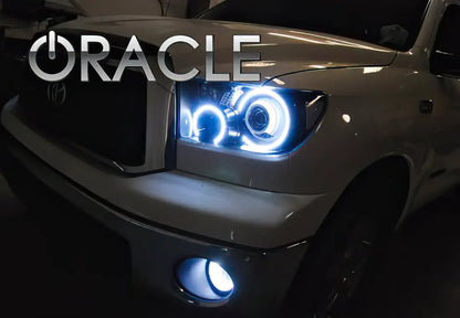 Oracle Lighting The kit does not include a ColorSHIFT(tm) controller. The halo kit uses an advanced LED chip which provides bright light output yet consumes less power. The kit mounts easily to your headlight housing with the provided 3M adhesive backing. by Oracle Lighting