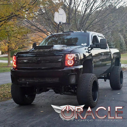 Oracle Lighting The kit does not include a ColorSHIFT(tm) controller. The halo kit uses an advanced LED chip which provides bright light output yet consumes less power. The kit mounts easily to your headlight housing with the provided 3M adhesive backing. by Oracle Lighting