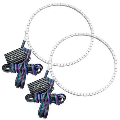 Oracle Lighting The kit does not include a ColorSHIFT(tm) controller. The halo kit uses an advanced LED chip which provides bright light output yet consumes less power. The kit mounts easily to your headlight housing with the provided 3M adhesive backing. by Oracle Lighting