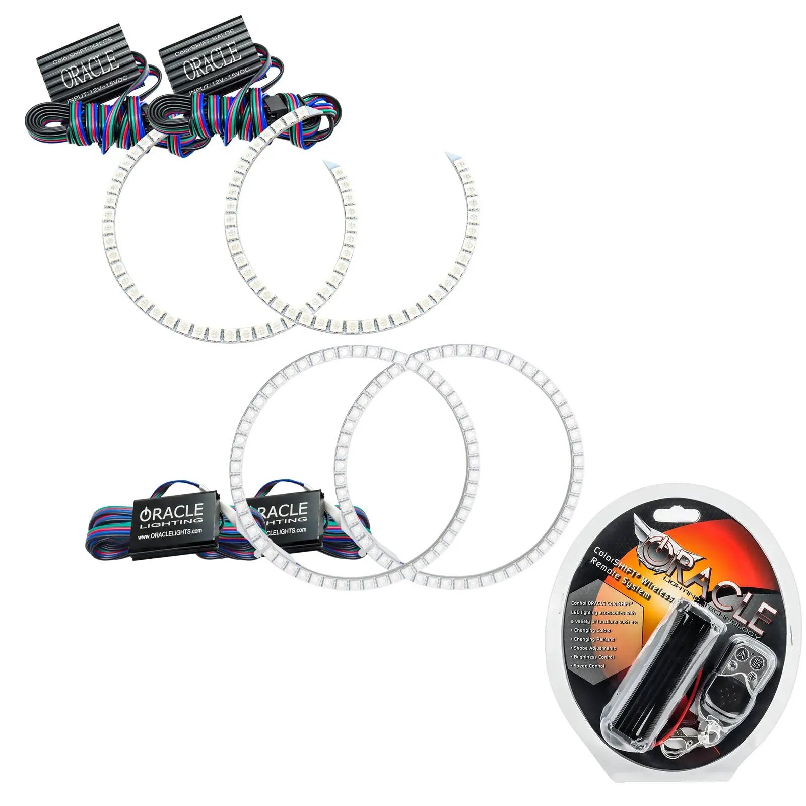 Oracle Lighting The halo kit uses an advanced LED chip which provides bright light output yet consumes less power. The kit mounts easily to your headlight housing with the provided 3M adhesive backing. by Oracle Lighting