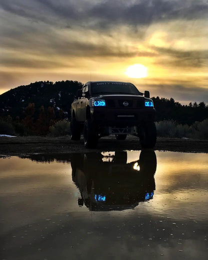 Oracle Lighting The kit includes a ColorSHIFT(tm) 2.0 controller. The halo kit uses an advanced LED chip which provides bright light output yet consumes less power. The kit mounts easily to your headlight housing with the provided 3M adhesive backing. by Oracle Lighting