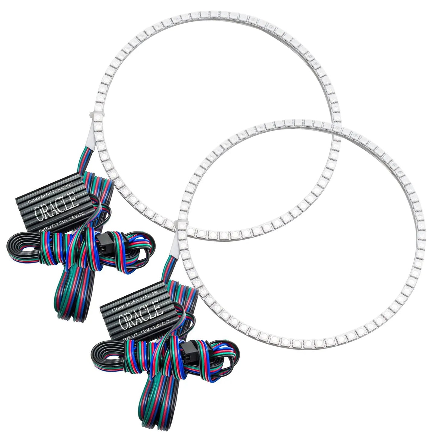 Oracle Lighting The kit does not include a ColorSHIFT(tm) controller. The halo kit uses an advanced LED chip which provides bright light output yet consumes less power. The kit mounts easily to your headlight housing with the provided 3M adhesive backing. by Oracle Lighting