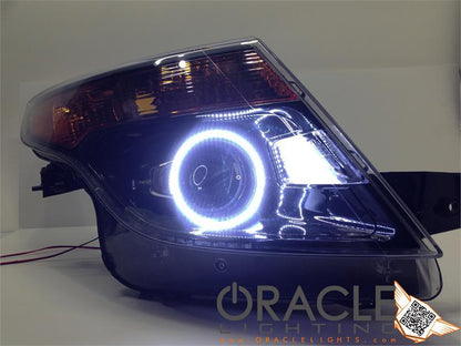 Oracle Lighting The halo kit uses an advanced LED chip which provides bright light output yet consumes less power. The kit mounts easily to your headlight housing with the provided 3M adhesive backing. by Oracle Lighting
