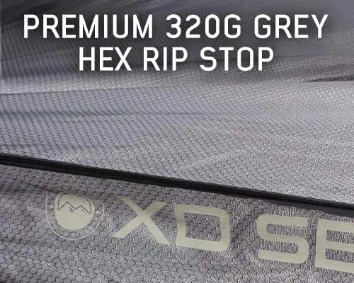 OVS XD Nomadic 270 - Awning W/Lights & Black Out , Passenger Side, Grey Hex, Black Trim & Black Travel Cover by OVS