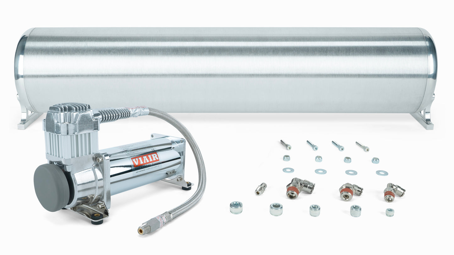 Air Lift Performance 28" FLO Tank w/ Viair 444c Compressor, 1/4" & 3/8" fittings and tank mounting hardware