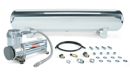 Air Lift Performance 4 Gallon Polished Tank w/ Viair 444c chrome compressor, 1/4" & 3/8" fittings & tank mounting hardware