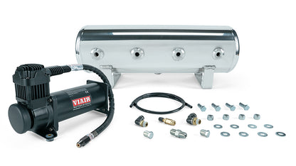 Air Lift Performance 2.5 Gallon Polished Tank w/ Viair 444c black compressor, 1/4" & 3/8" fittings & tank mounting hardware