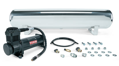 Air Lift Performance 4 Gallon Polished Tank w/ Viair 444c black compressor, 1/4" & 3/8" fittings & tank mounting hardware