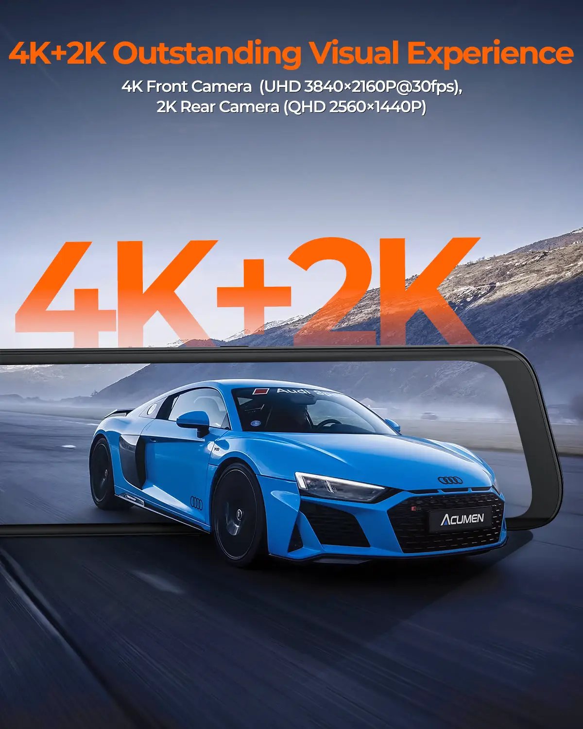 Acumen XR10 Pro 4K Front & 2.5K Rear Cameras, 10" IPS Touchscreen with Built-in Wi-Fi by Acumen Camera
