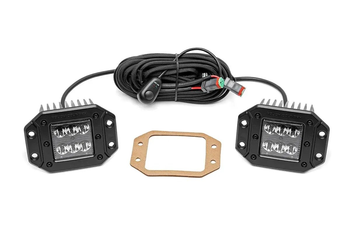 Rough Country 2 Inch Black Series LED Light Pods | Spot | Flush Mount by Rough Country