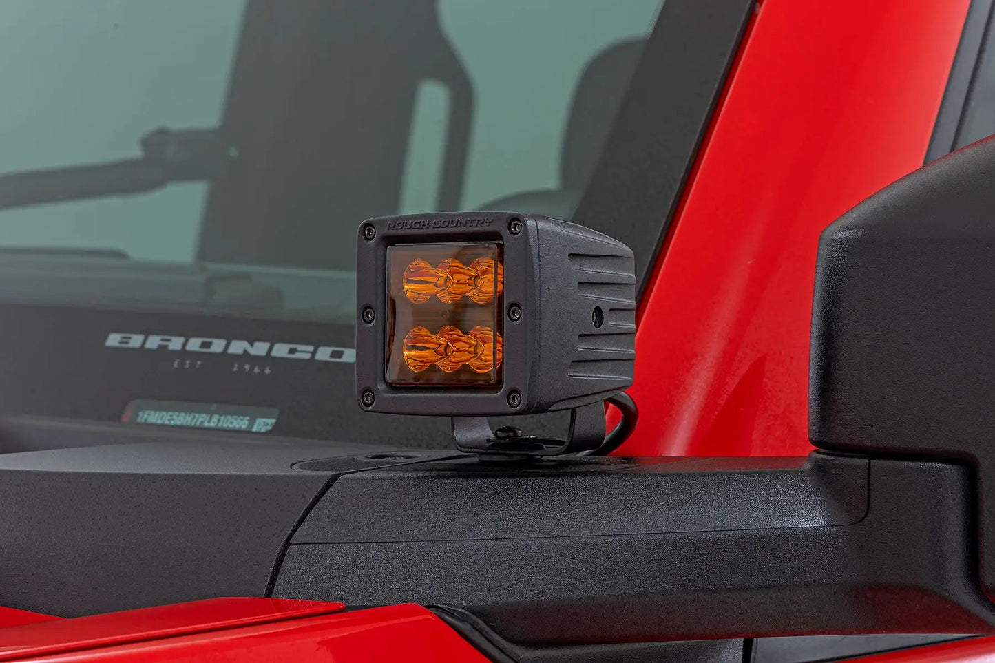 Rough Country 2 Inch LED Light Pods | Spot Beam | Amber Lens | Square by Rough Country