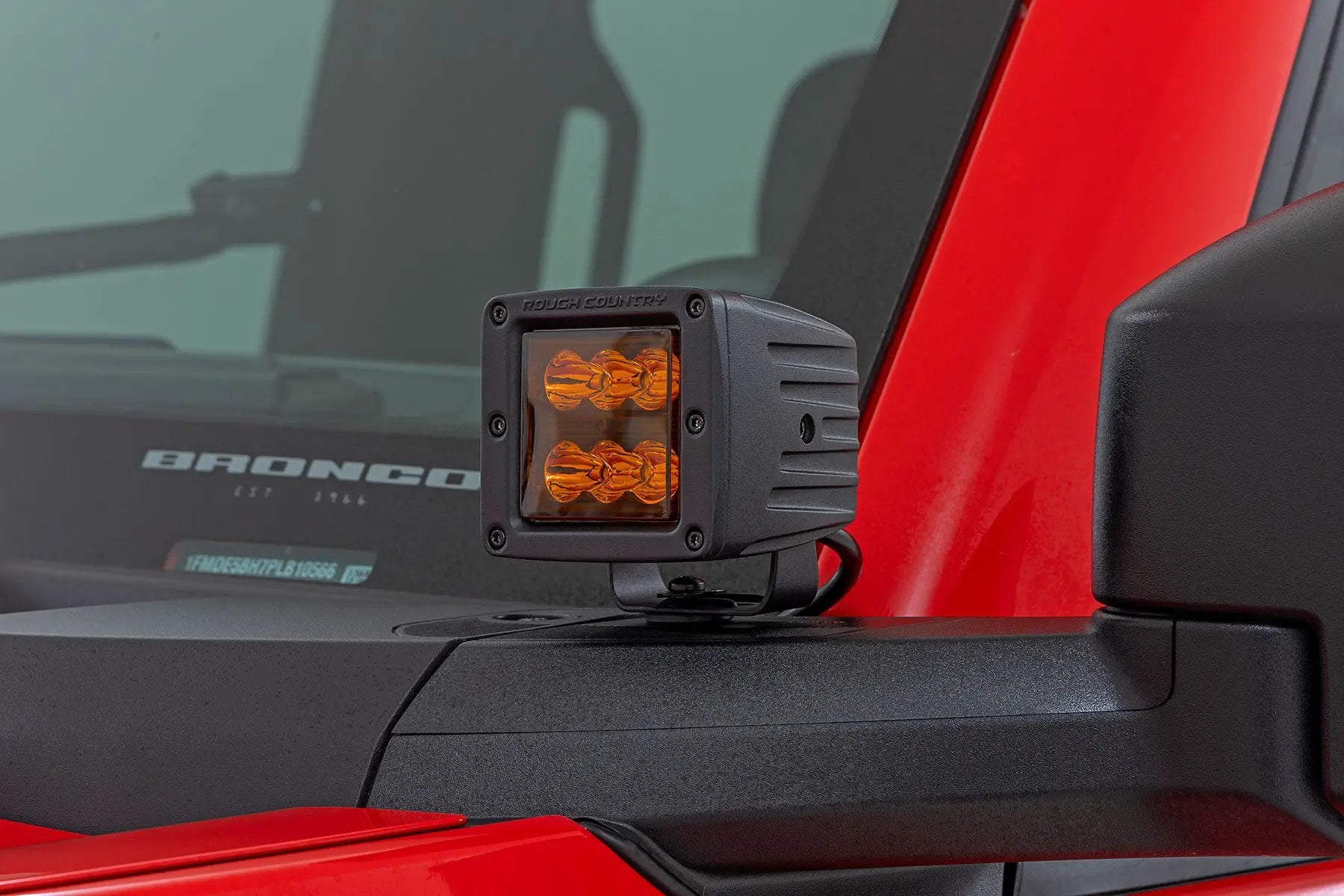 Rough Country 2 Inch LED Light Pods | Spot Beam | Amber Lens | Square by Rough Country