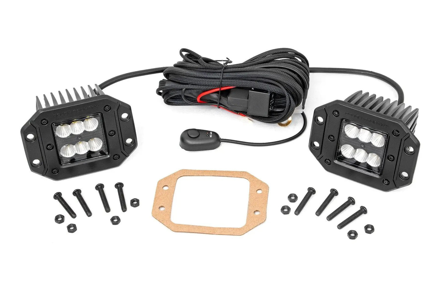 Rough Country 2 Inch Black Series LED Light Pods | Pair | Flood | Flush Mount by Rough Country