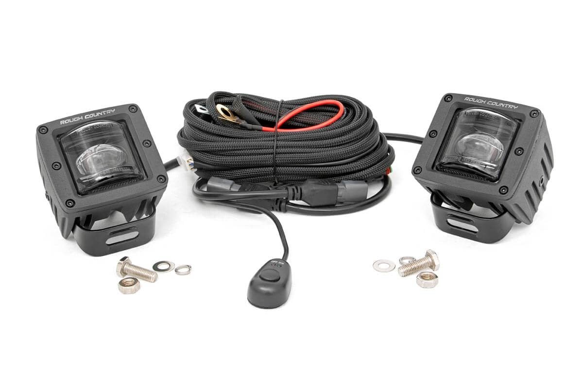 Cápsulas de luz LED serie negra de 2 pulgadas | Antiniebla SAE | Par