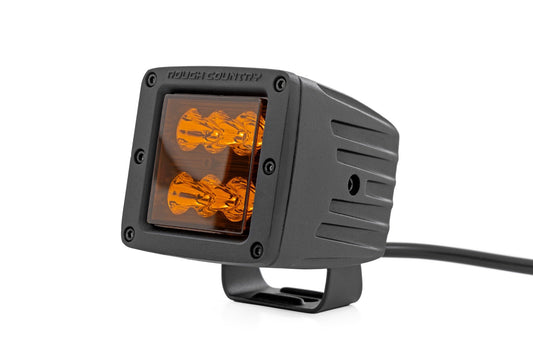 Luces LED auxiliares de 2 pulgadas | Haz concentrado | Lente ámbar | Cuadradas