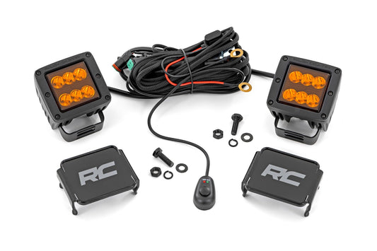 Luces LED auxiliares de 2 pulgadas | Haz concentrado | Lente ámbar | Cuadradas