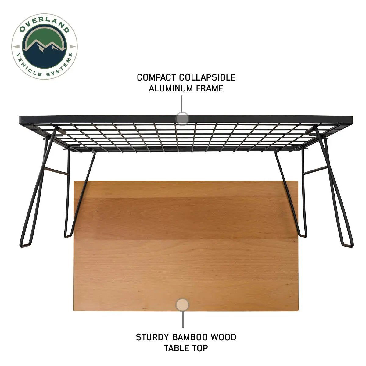 OVS Kick It Collapsable Camp Table - Wood Base & Storage Bag by OVS
