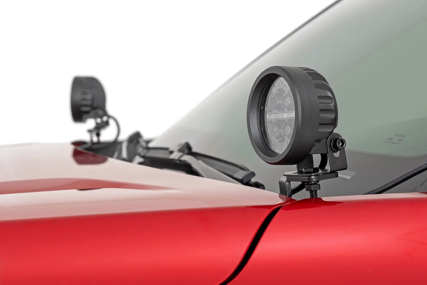 Rough Country LED Light Kit | Ditch Mount | Black Series Round | 3.5 Inch | Amber DRL | Toyota Tacoma (24-25) by Rough Country