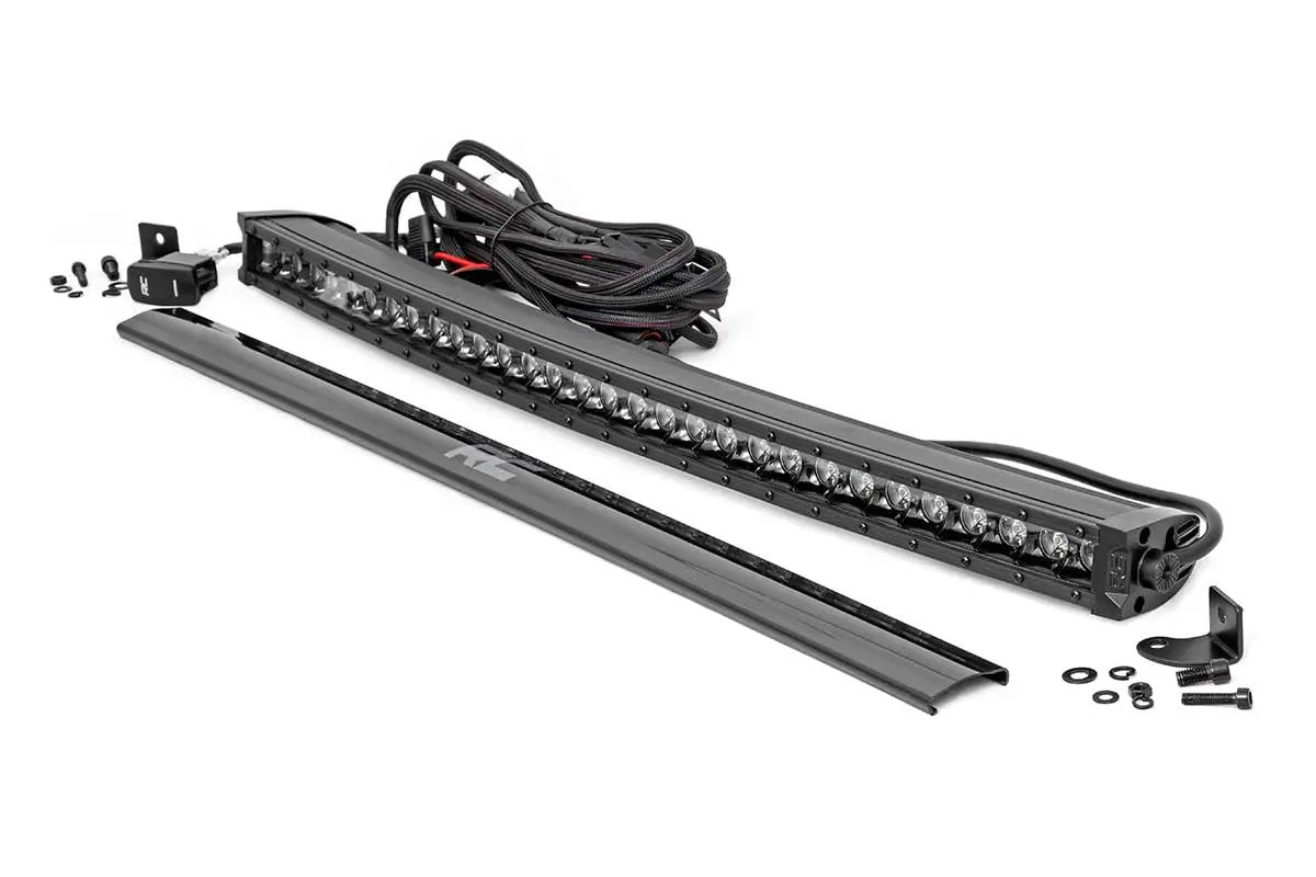Rough Country 30 Inch Black Series LED Light Bar | Curved | Single Row | Cool White DRL by Rough Country