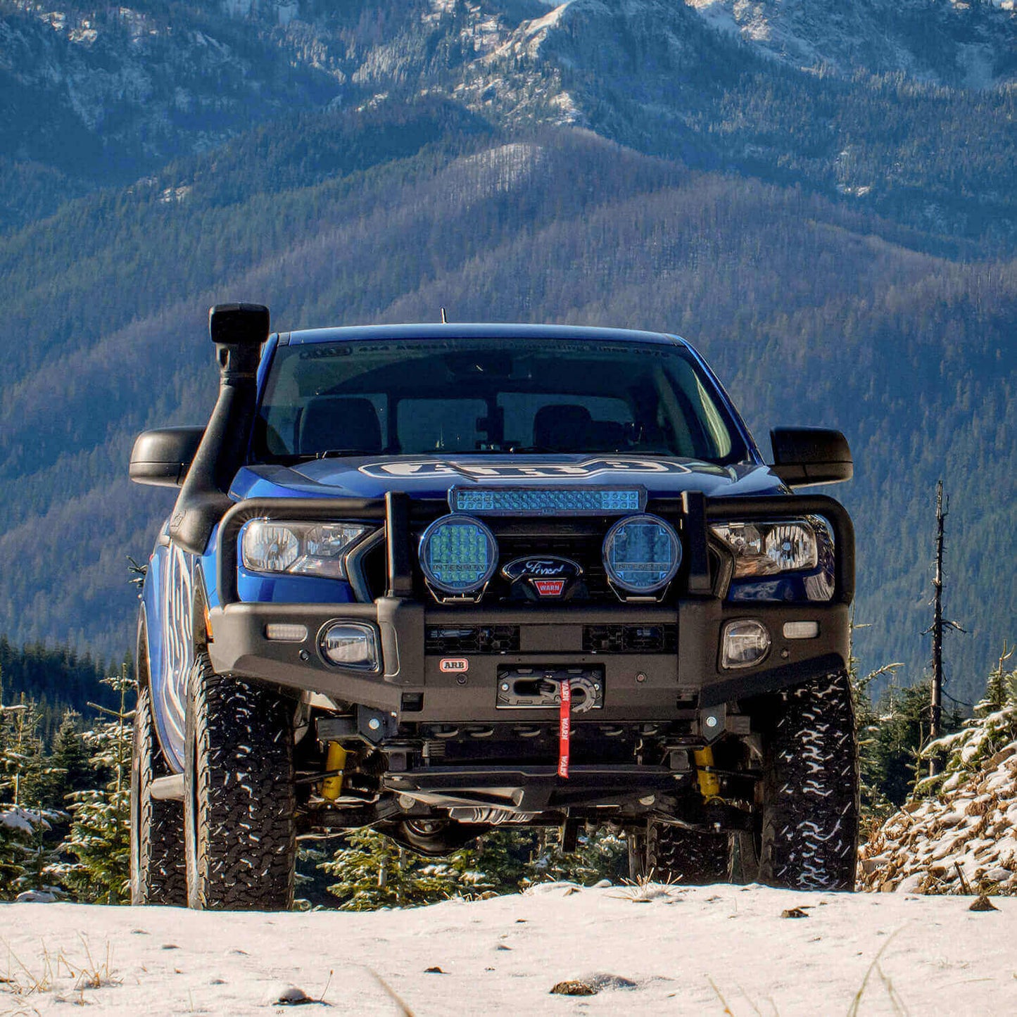 ARB Summit Winch Bumper Kit, Integrit Textured Black Powder Coat Finish, Air Bag Compatible, Tow Points, Light And Antenna Mounts, ARB Fog Lights Included