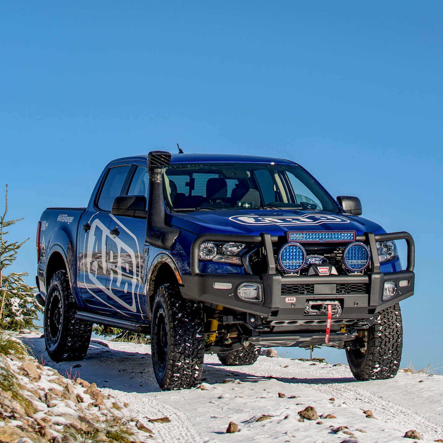 ARB Summit Winch Bumper Kit, Integrit Textured Black Powder Coat Finish, Air Bag Compatible, Tow Points, Light And Antenna Mounts, ARB Fog Lights Included