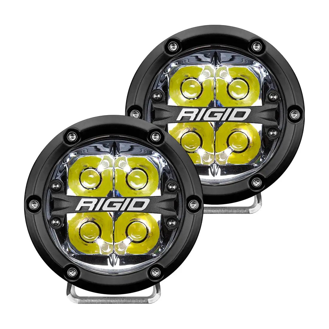 RIGID Industries 360-Series 4 Inch Round LED Off-Road Light, Spot Beam Pattern for High Speeds, White Backlight, Pair by RIGID Industries