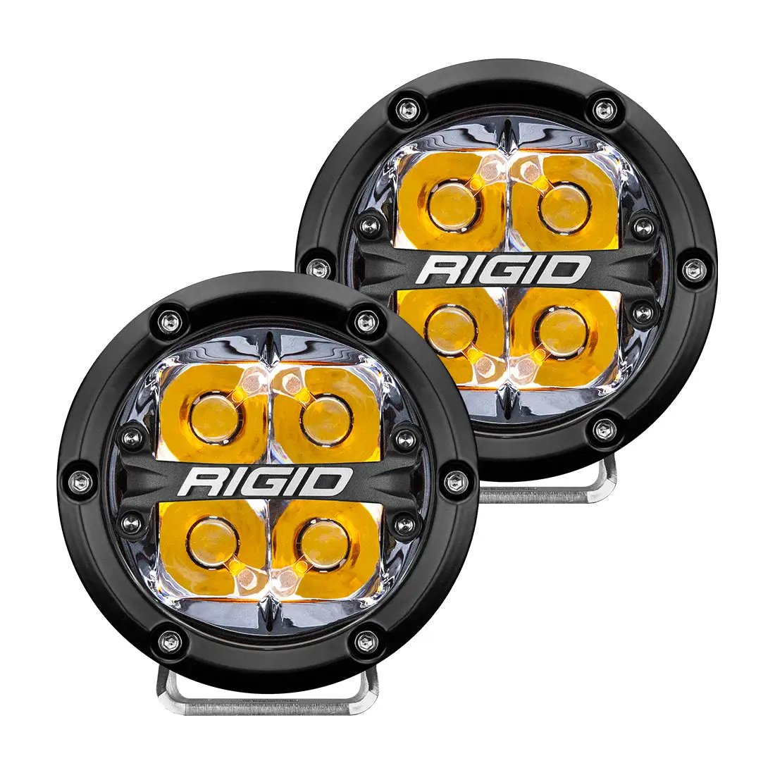 RIGID Industries 360-Series 4 Inch Round LED Off-Road Light, Spot Beam Pattern for High Speeds Amber Backlight, Pair by RIGID Industries