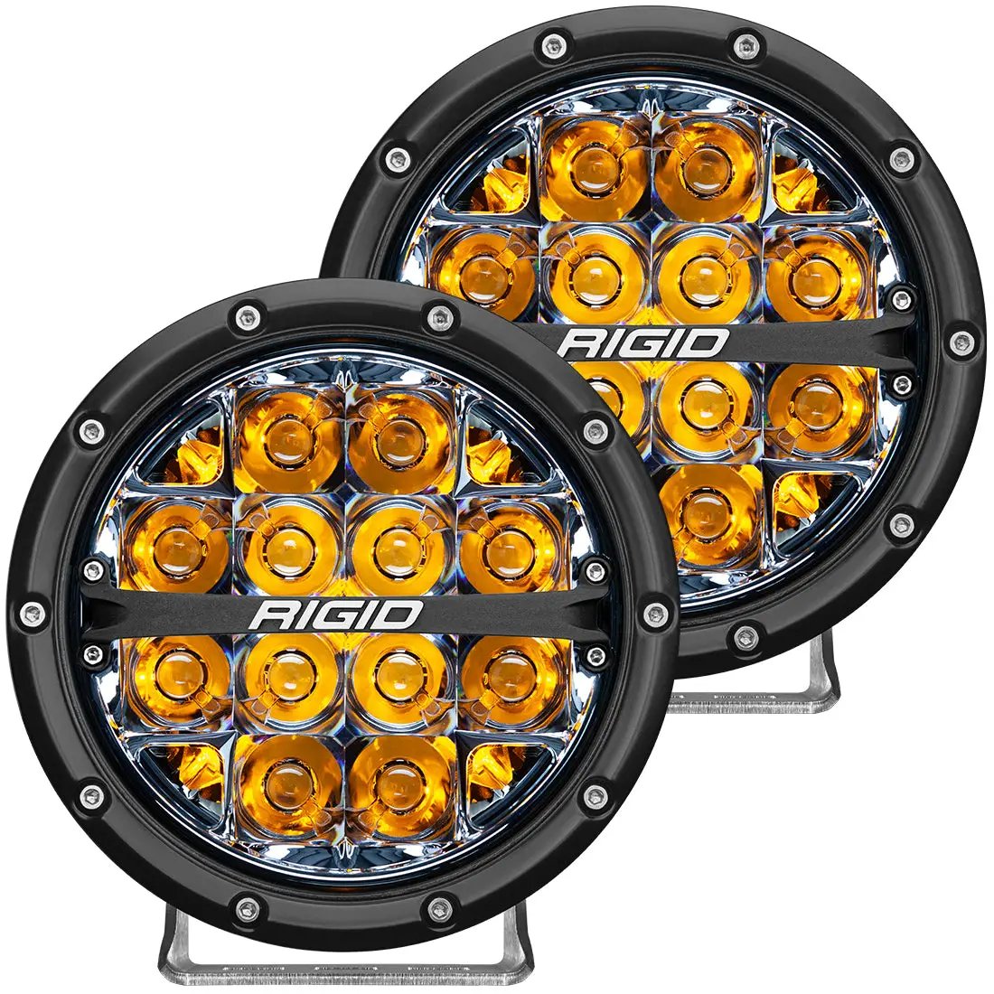 RIGID Industries 360-Series 6 Inch Round LED Off-Road Light, Spot Beam Pattern for High Speeds, Amber Backlight, Pair by RIGID Industries