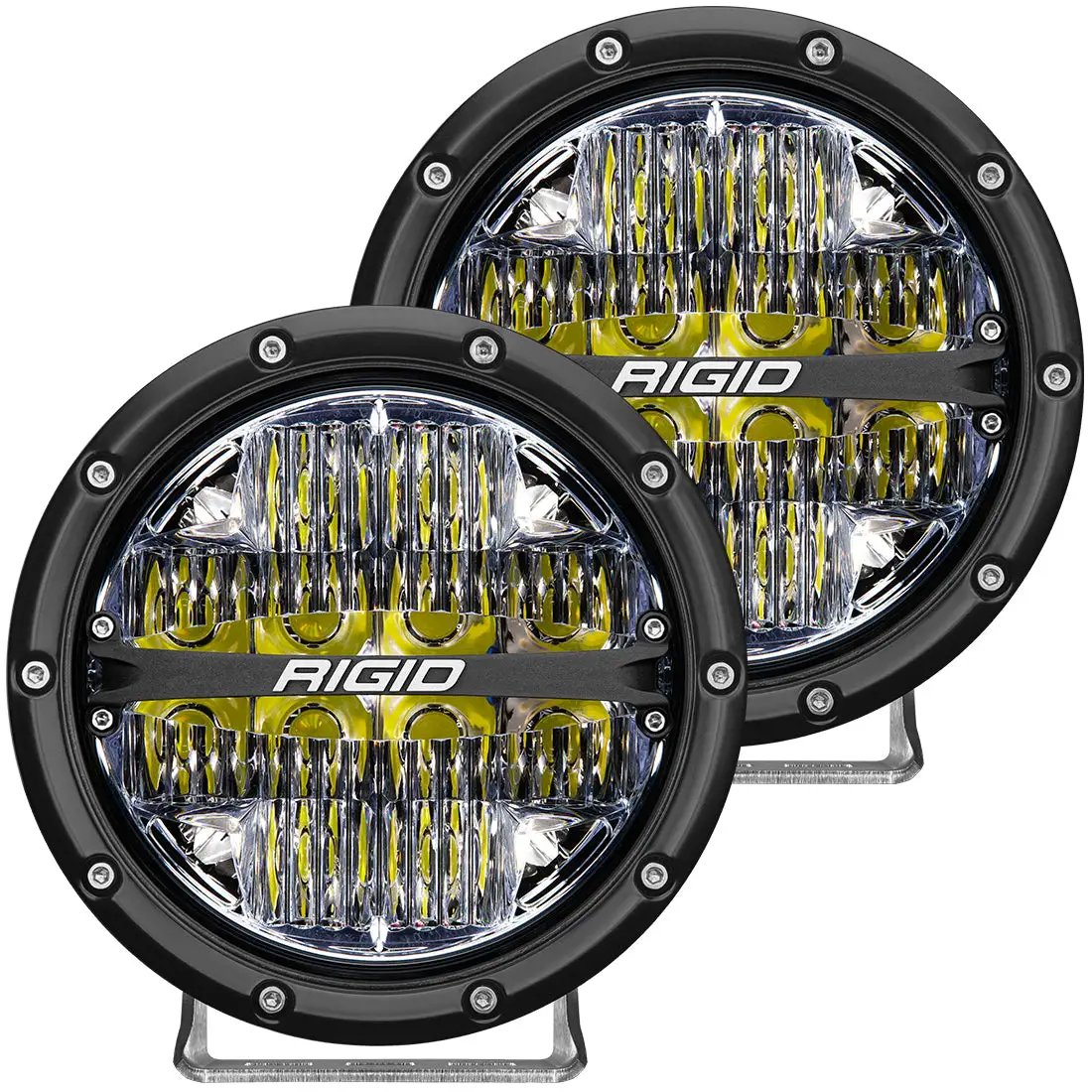 RIGID Industries 360-Series 6 Inch Round LED Off-Road Light, Drive Beam Pattern for Moderate Speeds, White Backlight, Pair by RIGID Industries
