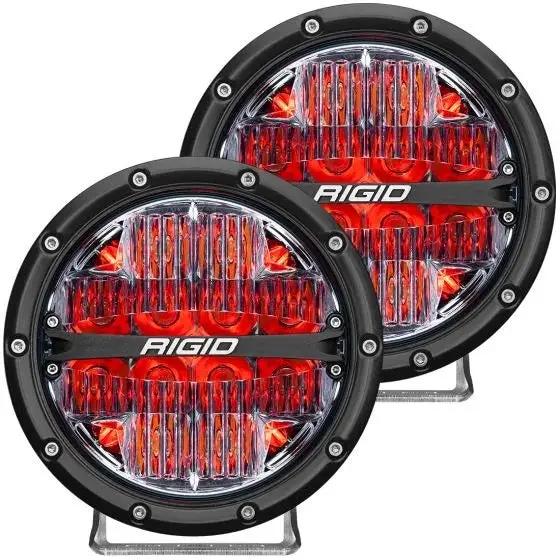 RIGID Industries 360-Series 6 Inch Round LED Off-Road Light, Drive Beam Pattern for Moderate Speeds, Red Backlight, Pair by RIGID Industries