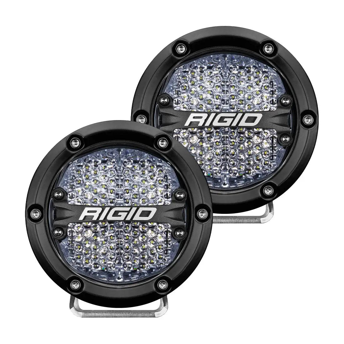 RIGID Industries 360-Series 4 Inch Round LED Off-Road Light, Diffused Lens, White Backlight, Pair by RIGID Industries
