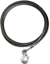 Warn 5/16 Inch Diameter x 50 Foot Length; Galvanized Wire; Loop on One End and Hook on Other End