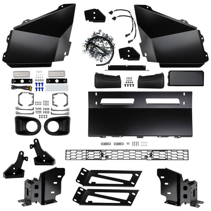 ARB Summit Sahara Bar, Optional Center Tube, Jacking Points, Buffers, Provision for Winch, Driving Lights, CB Antenna, Recessed Fog Lights, Split Pan Design