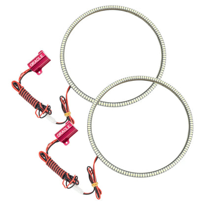 Oracle Lighting The halos are encased in a special polymer resin, making them completely waterproof and install by attaching around the headlight lens. The kit is 12V powered thus can be wired to a switch, controller, or parking lights. by Oracle Lighting